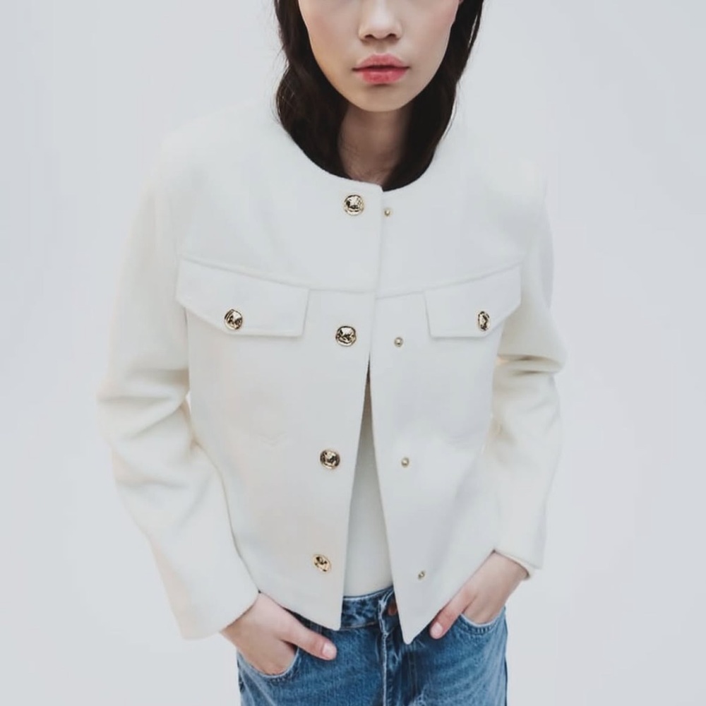 Zara white boxy jacket